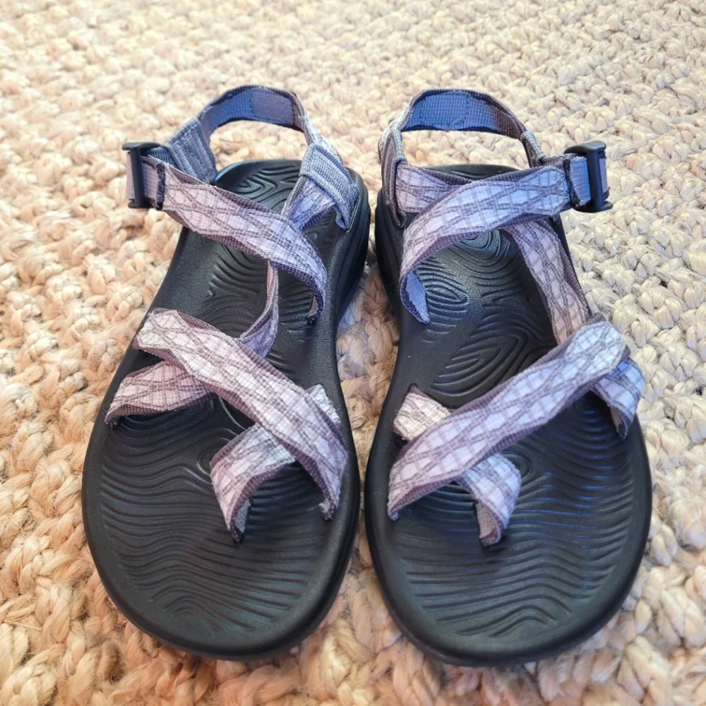 Chaco Women's Black Sandals with Light Purple Straps - Picture 2 of 14